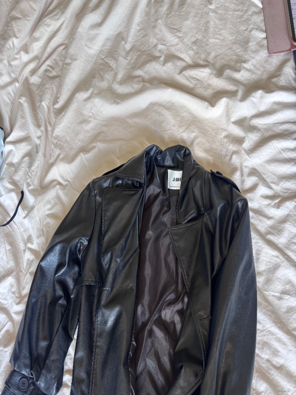 Black leather jacket unknown brand unknown size approx small